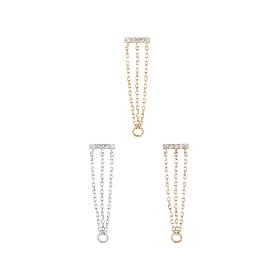 Auralie CZ Chain – 14K Gold Threadless End - piercing - zone.com