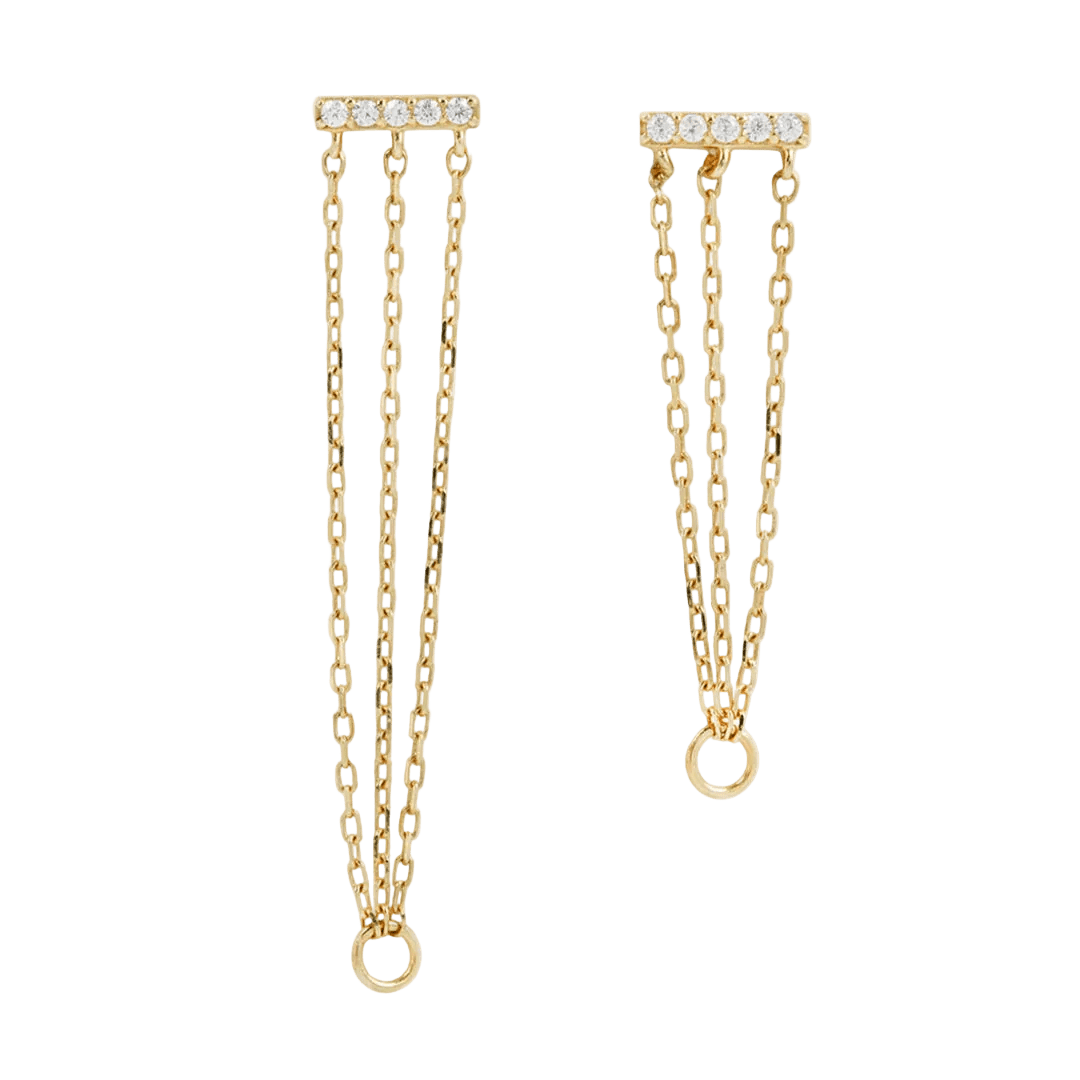 Auralie CZ Chain – 14K Gold Threadless End - piercing - zone.com