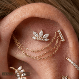 Auralie CZ Chain – 14K Gold Threadless End - piercing - zone.com