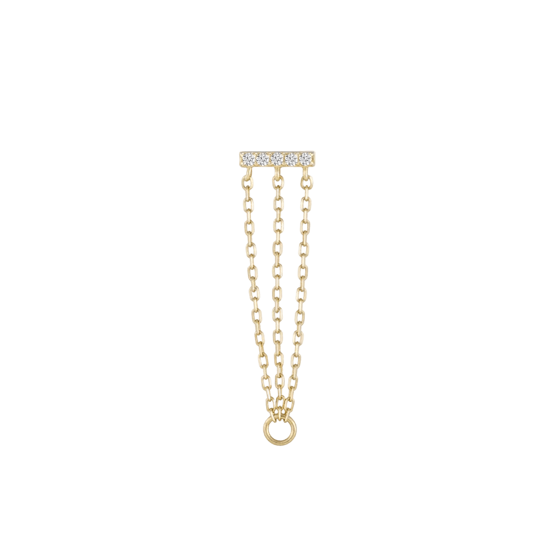 Auralie CZ Chain – 14K Gold Threadless End - piercing - zone.com