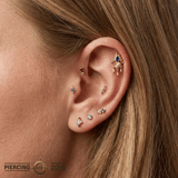 Avec Moi - 14K Gold Lab Blue Sapphire Threadless End - piercing-zone.com