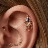Avec Moi - 14K Gold Lab Blue Sapphire Threadless End - piercing-zone.com