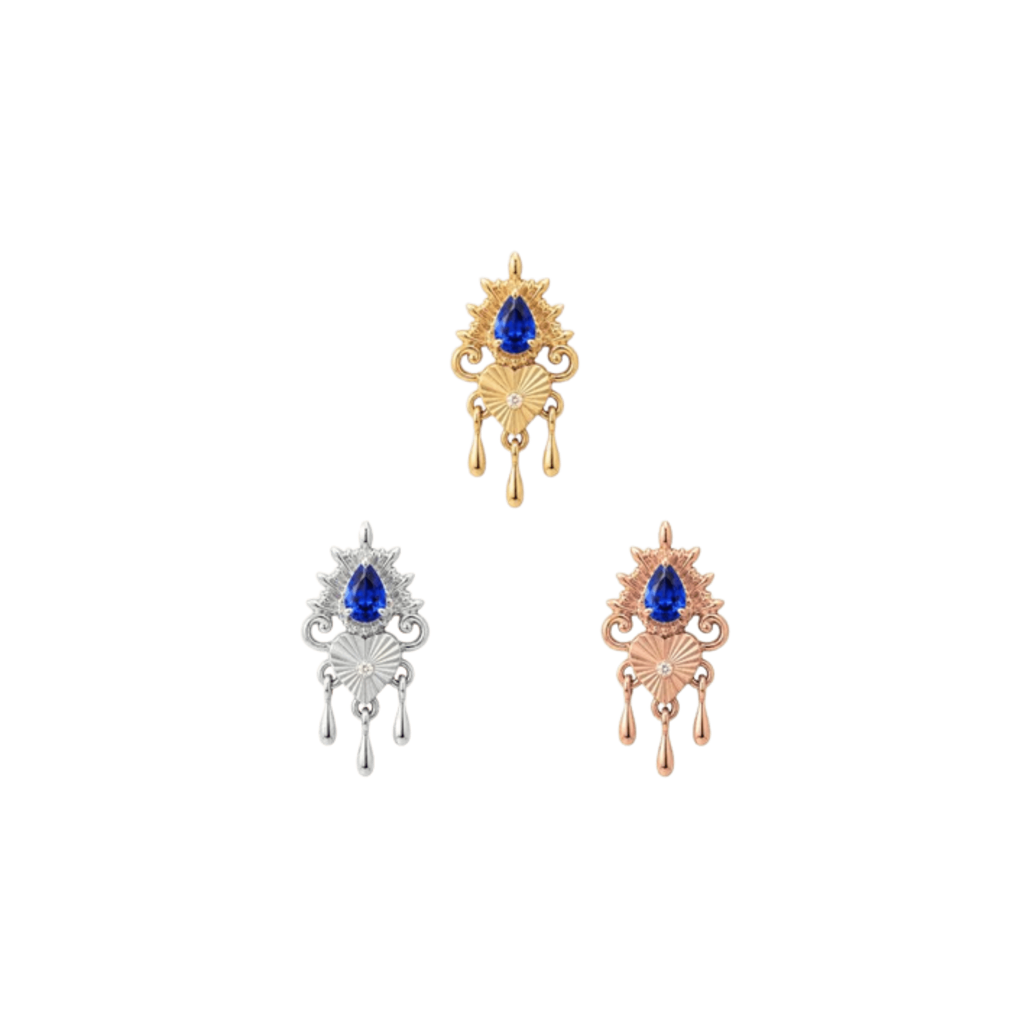Avec Moi - 14K Gold Lab Blue Sapphire Threadless End - piercing-zone.com