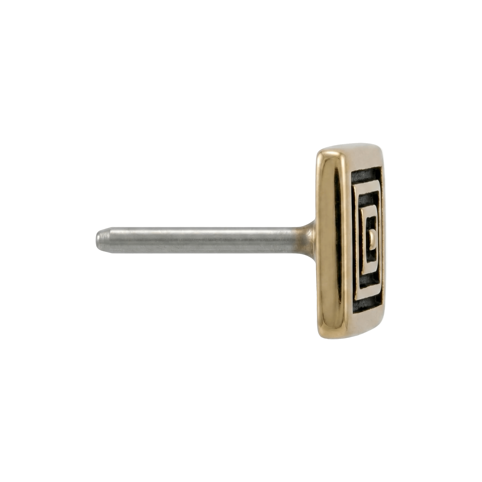 Aztec Square - 14K Gold Antiqued Threadless/Threaded End - piercing - zone.com