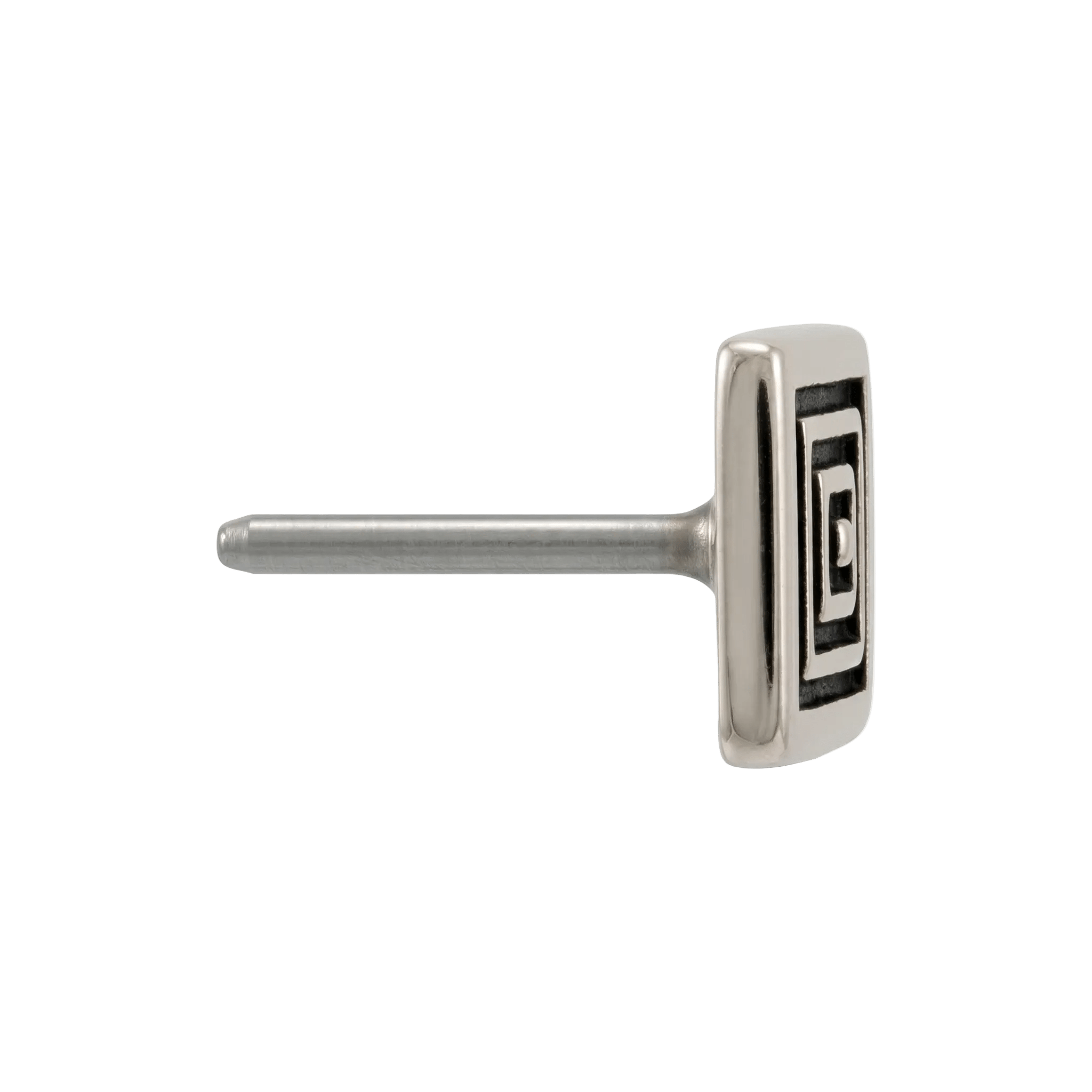 Aztec Square - 14K Gold Antiqued Threadless/Threaded End - piercing - zone.com