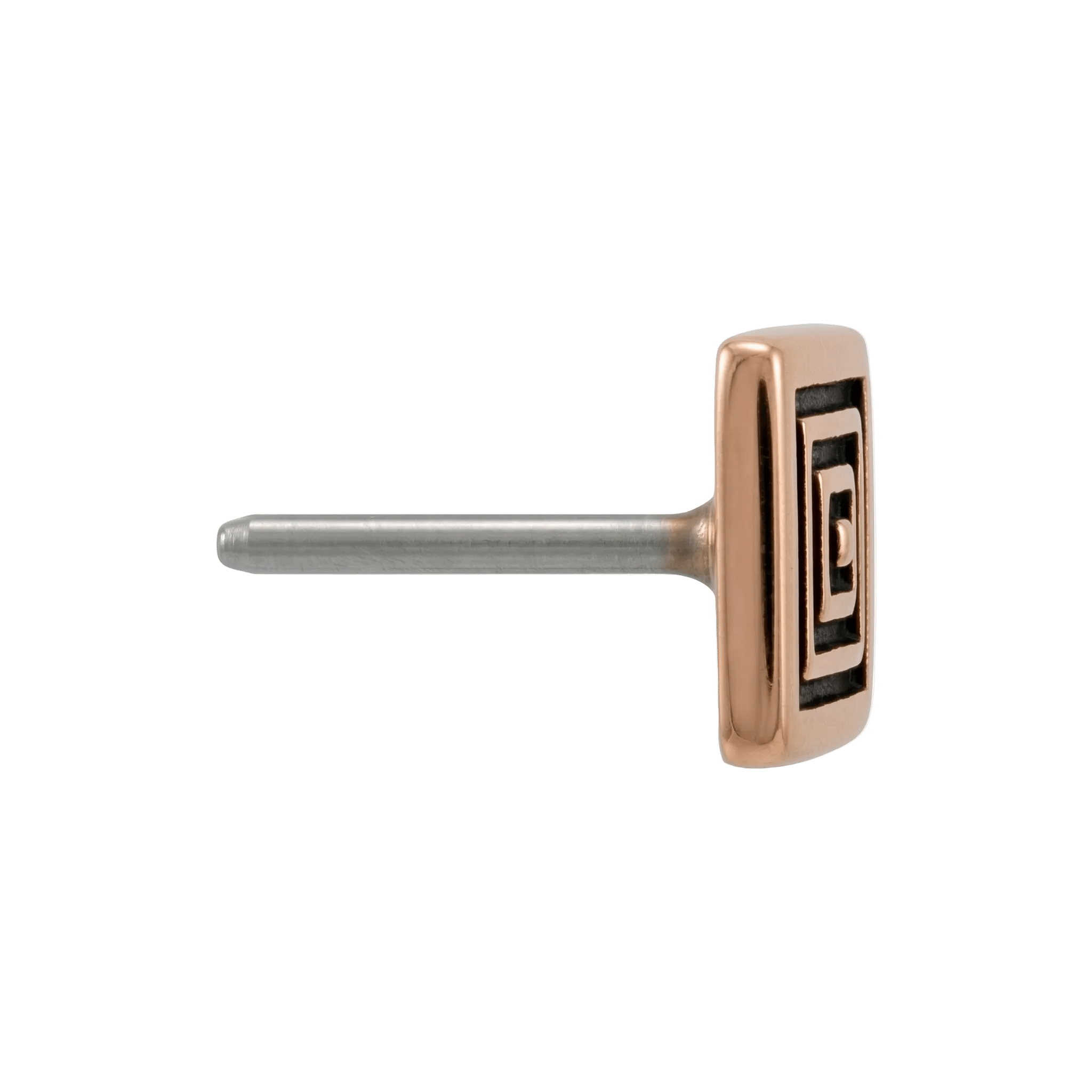 Aztec Square - 14K Gold Antiqued Threadless/Threaded End - piercing - zone.com