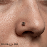 Aztec Square - 14K Gold Antiqued Threadless/Threaded End - piercing - zone.com