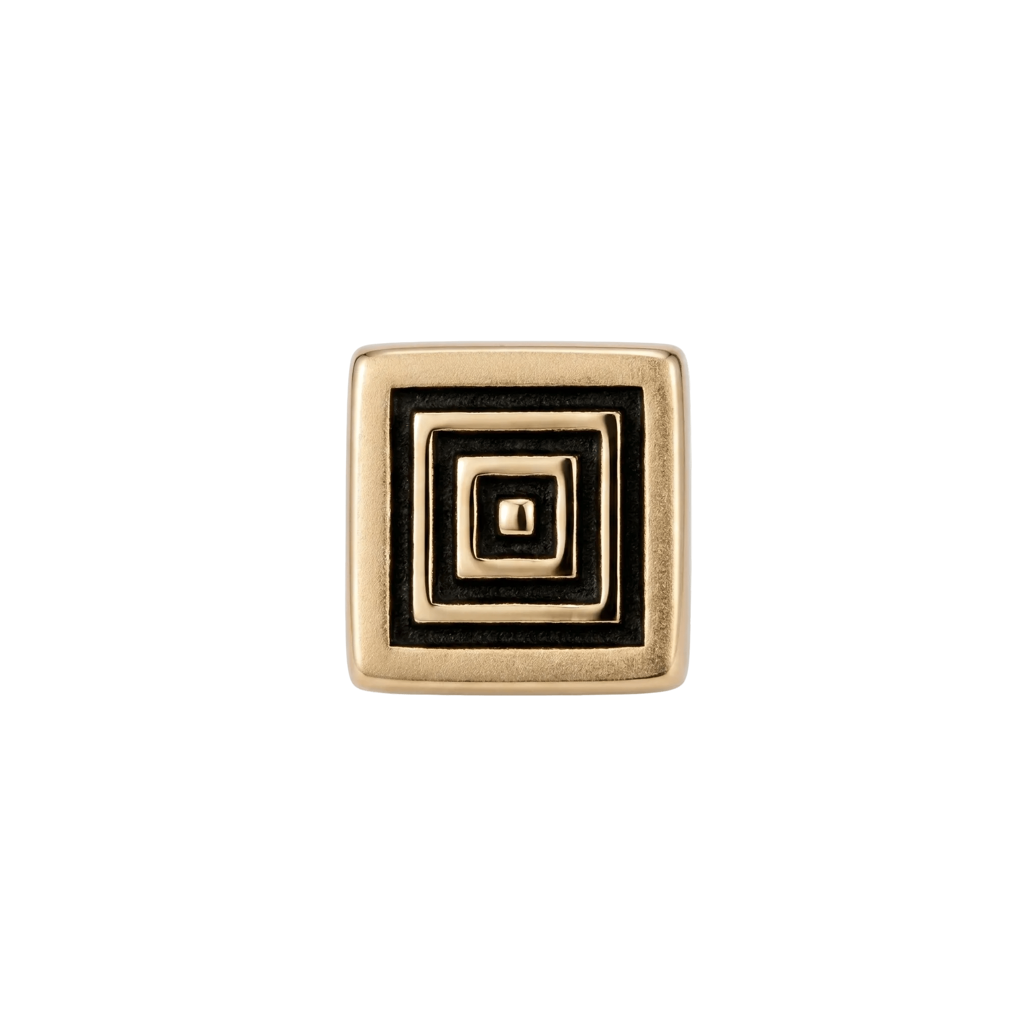 Aztec Square - 14K Gold Antiqued Threadless/Threaded End - piercing - zone.com
