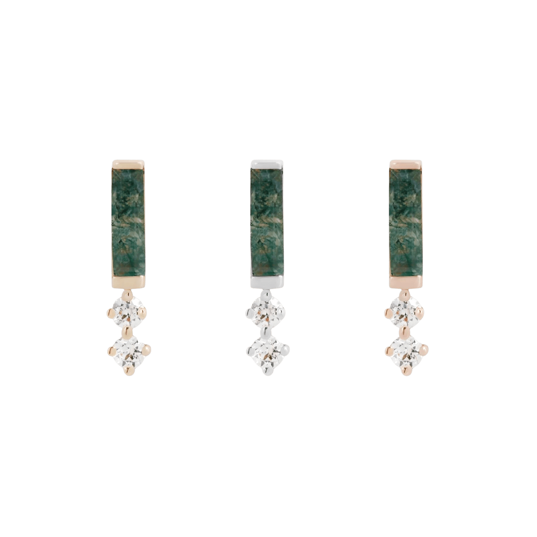 CRAVE - MOSS AGATE + CZ - THREADLESS END piercing-zone.com