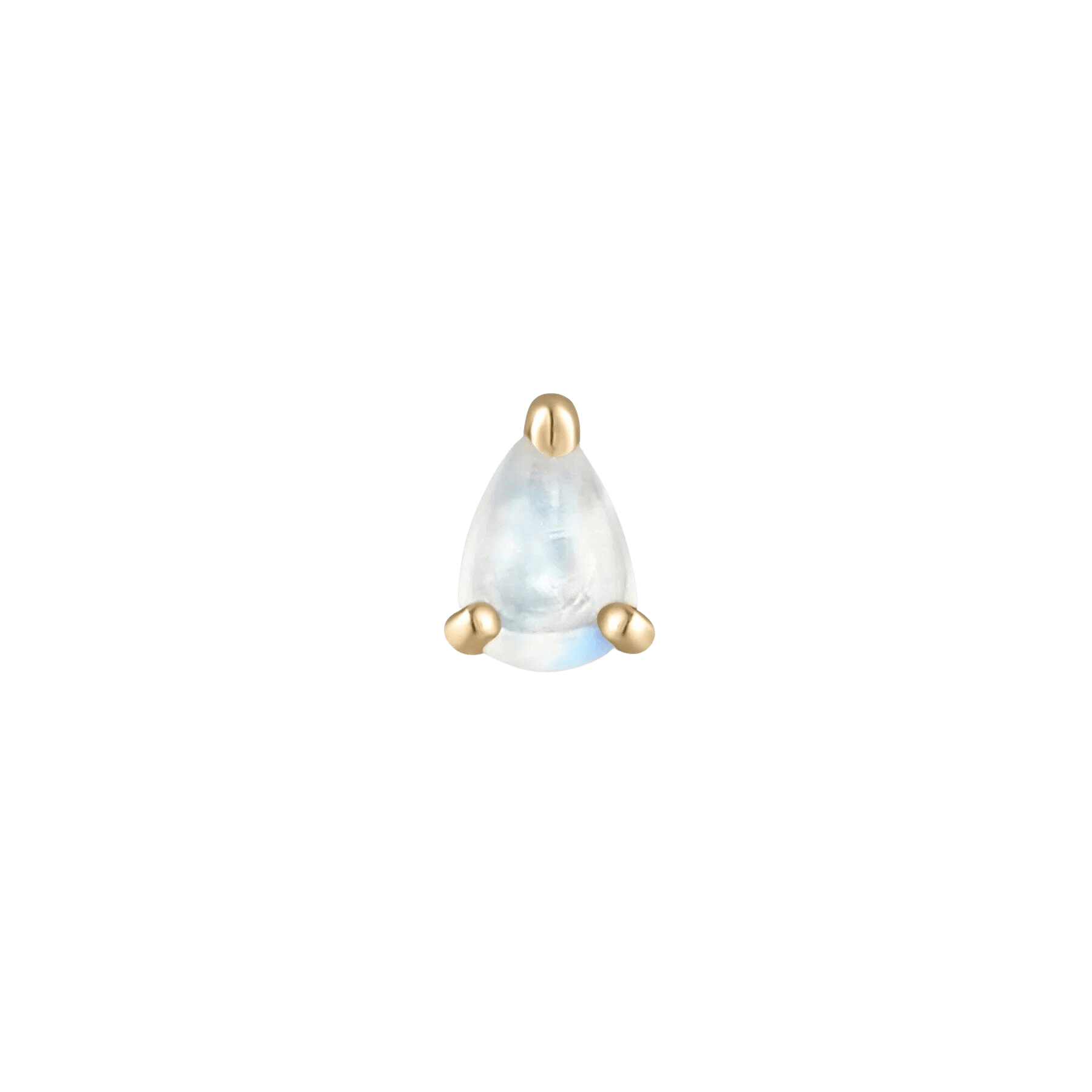 Rainbow Moonstone Pear Threadless End – 14K Gold