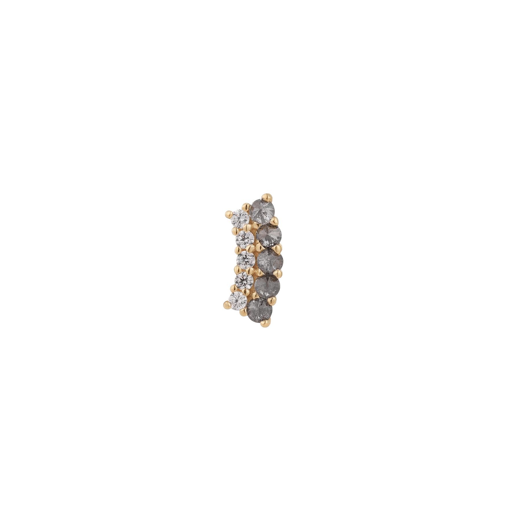 Whisper + Shout – 14K Gold Grey Diamond & CZ Threadless End