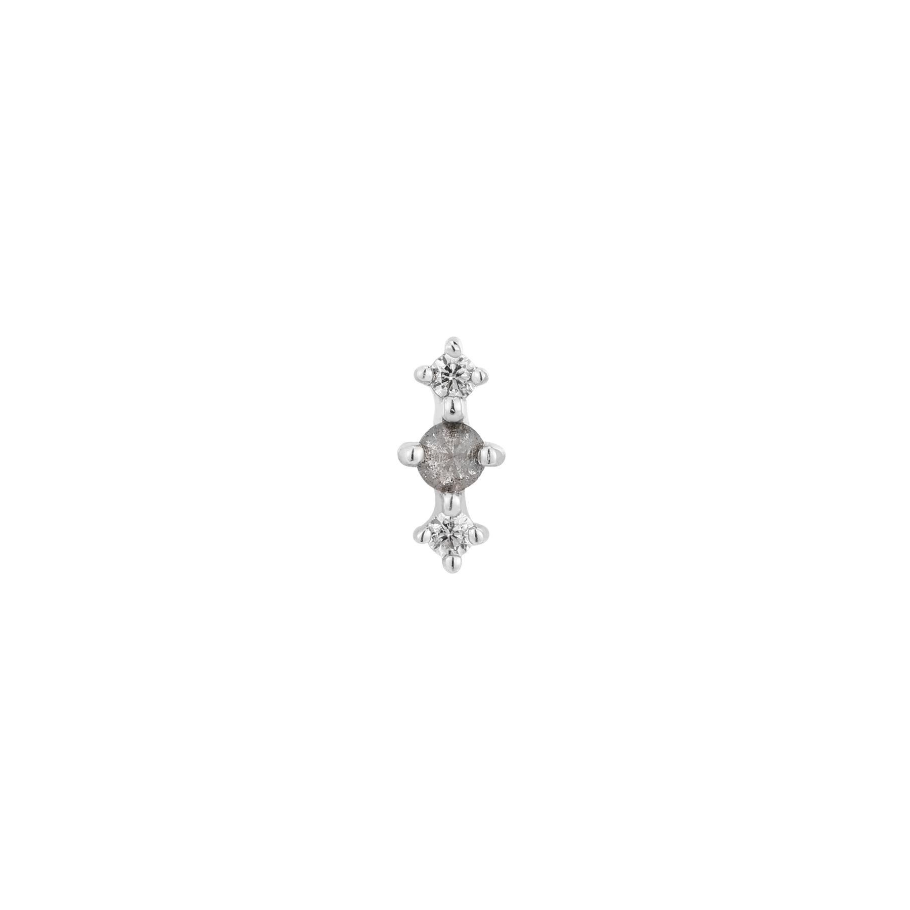 Ghost Flower – Grey Diamond & CZ 14K Gold Threadless End