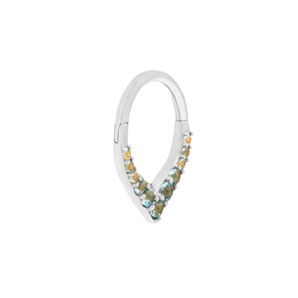 RISE + SHINE - BLUE TOPAZ OMBRE - SOLID 14KT GOLD CLICKER piercing-zone.com