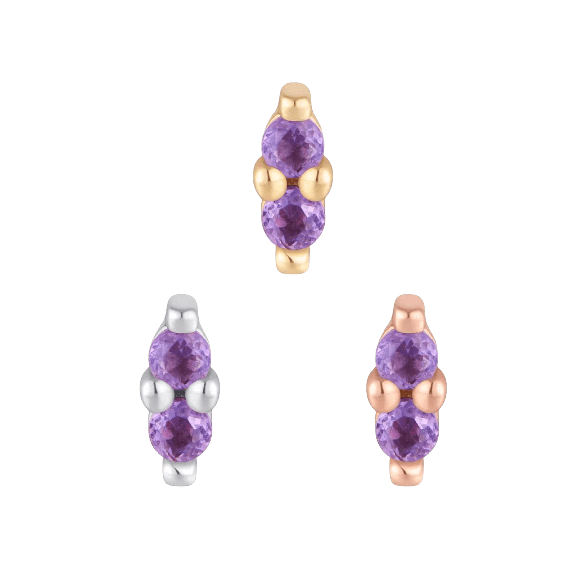 Mishka 2 Threadless End – 14K Gold Amethyst