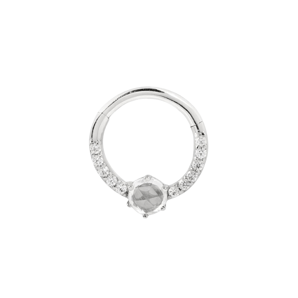 TINSLEY - CZ + WHITE SAPPHIRE - SOLID 14KT GOLD CLICKER piercing-zone.com