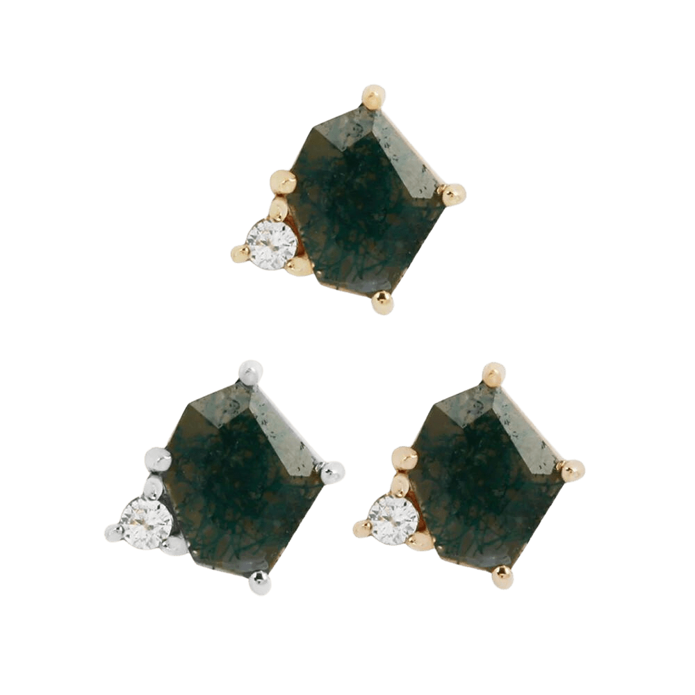 ELICIT - MOSS AGATE + CZ - THREADLESS END piercing-zone.com
