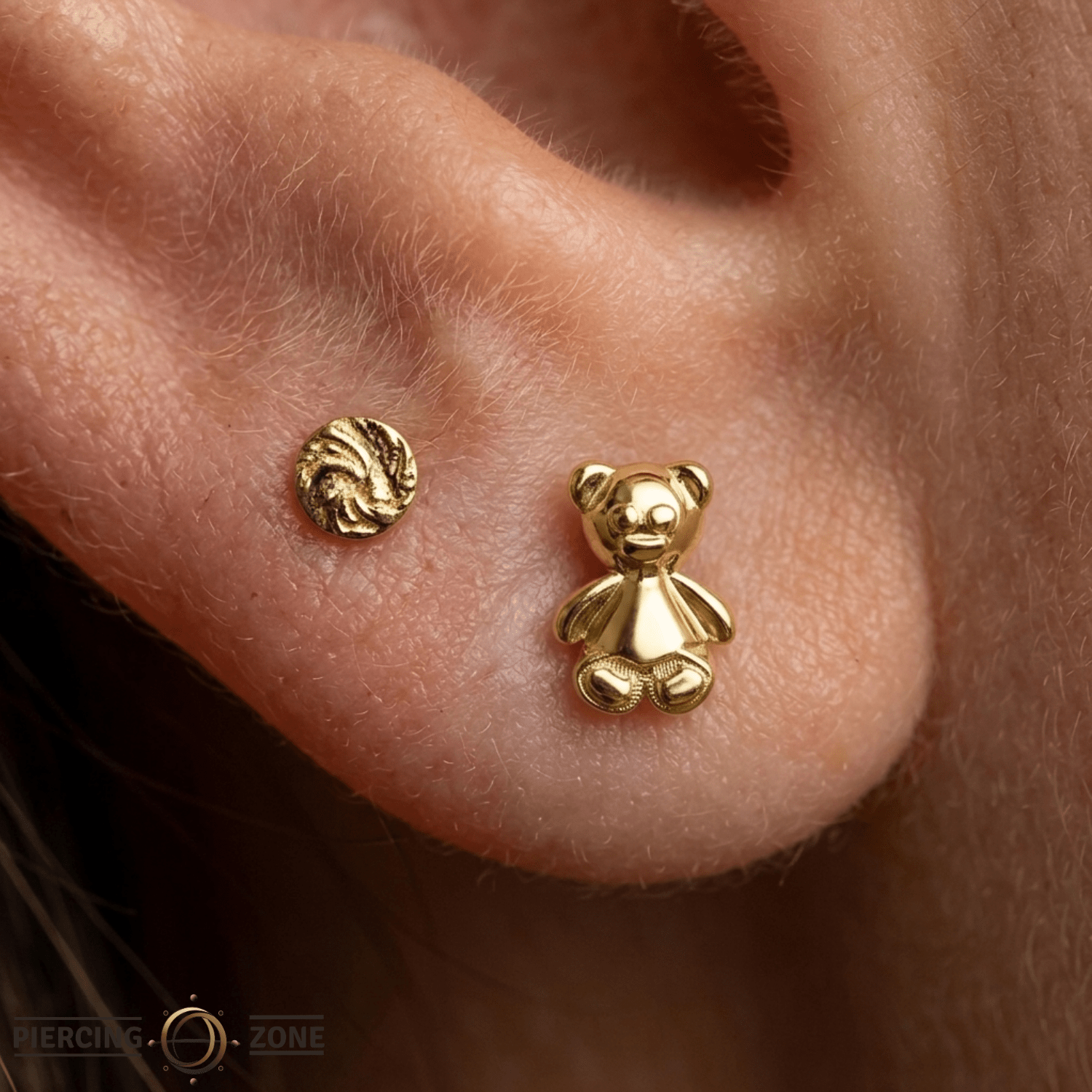 Baby Bear – 14K Gold Threadless/Threaded End - piercing - zone.com