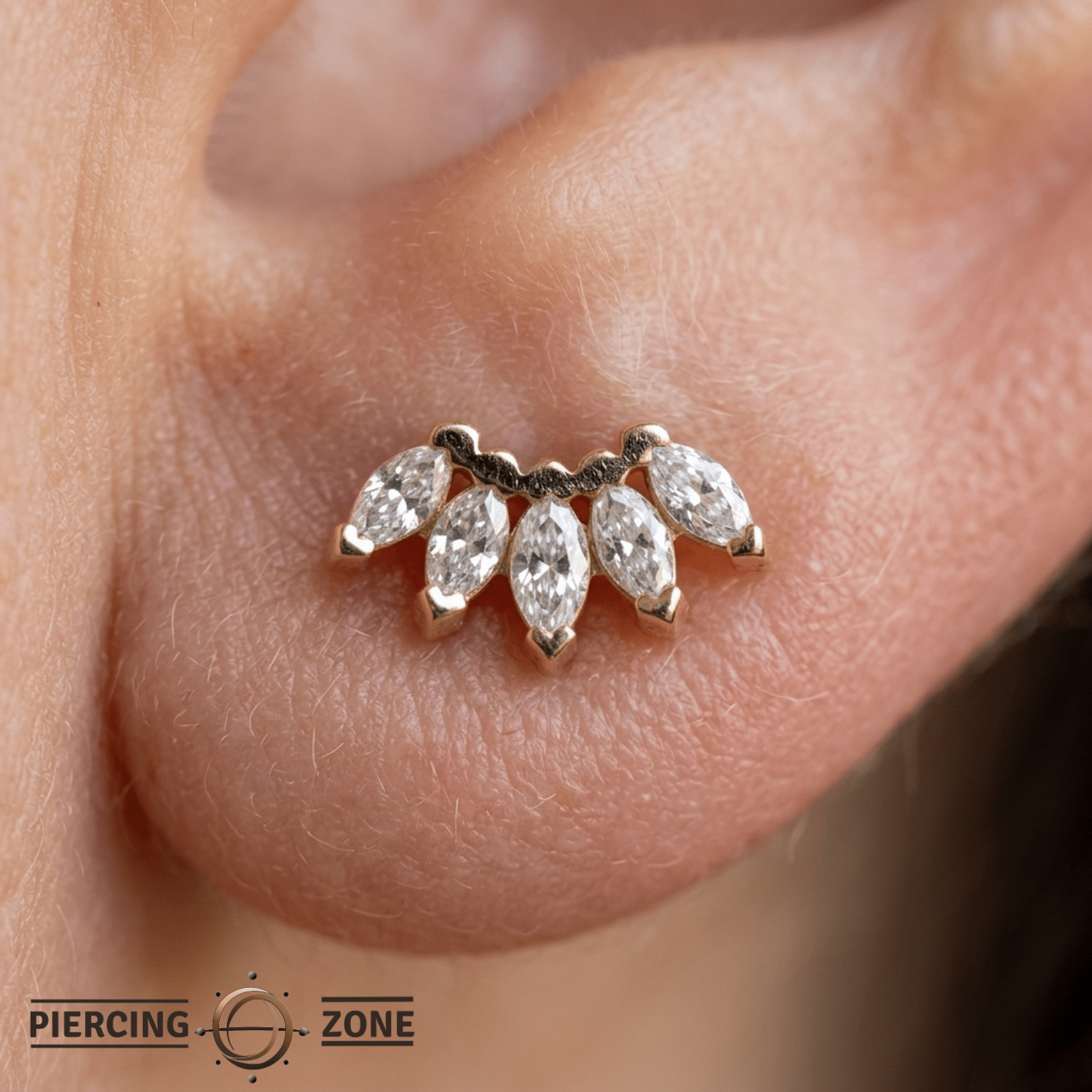 Baby Bella Pin - 14K Gold Gem Arc Threadless End - piercing - zone.com