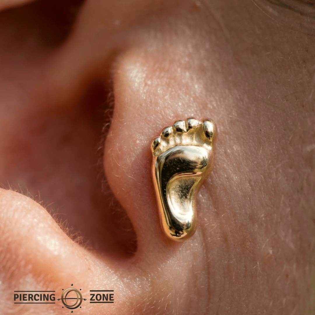 Baby Foot – 14K Gold Threadless/Threaded End - piercing - zone.com
