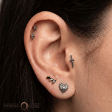 Bad Romance – Black Rhodium Heart CZ – 14K Gold Threadless End - piercing - zone.com
