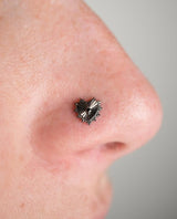 Bad Romance – Black Rhodium Heart CZ – 14K Gold Threadless End - piercing - zone.com