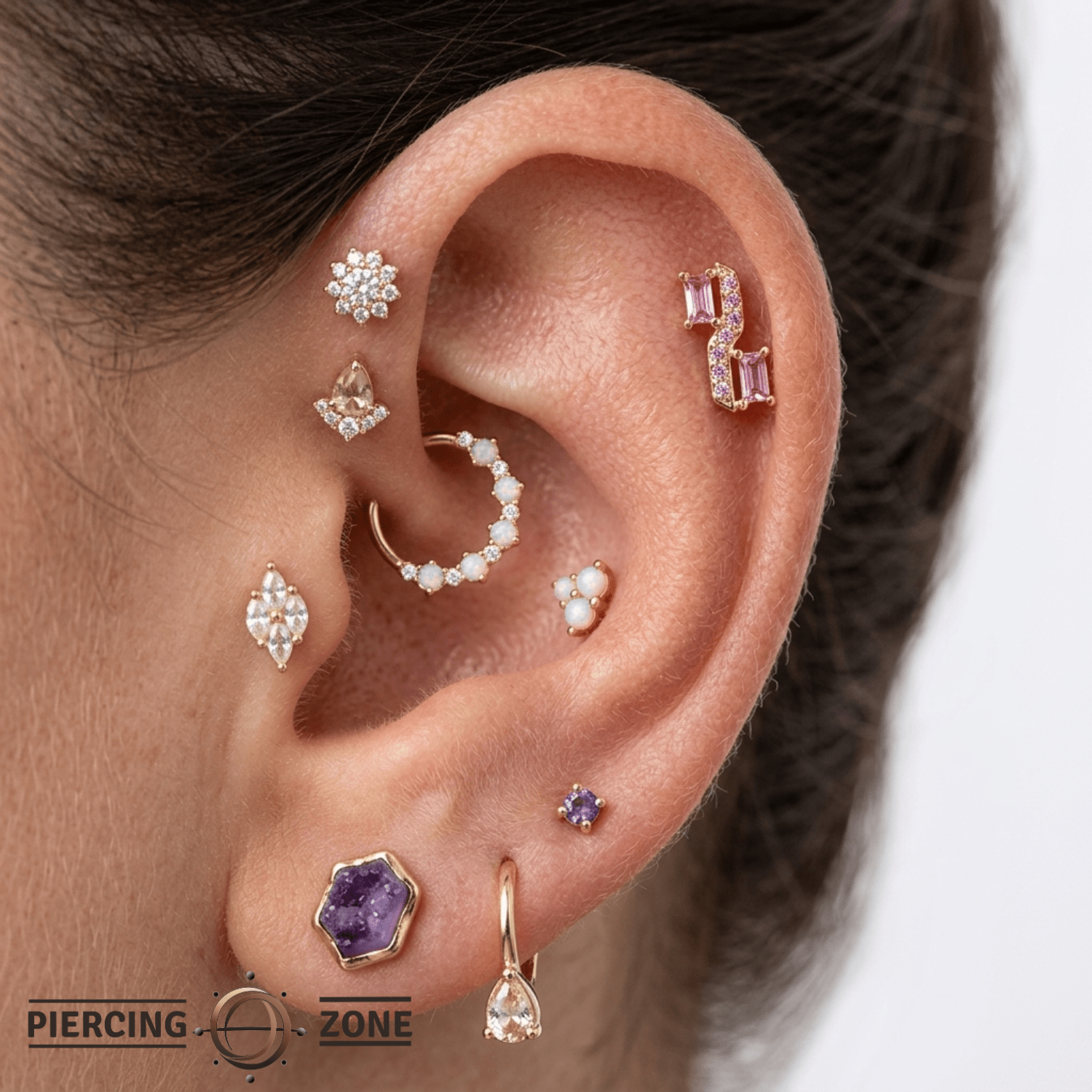 Baguetta – 14K Gold Threadless/Threaded End - piercing - zone.com