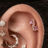 Baguetta – 14K Gold Threadless/Threaded End - piercing - zone.com
