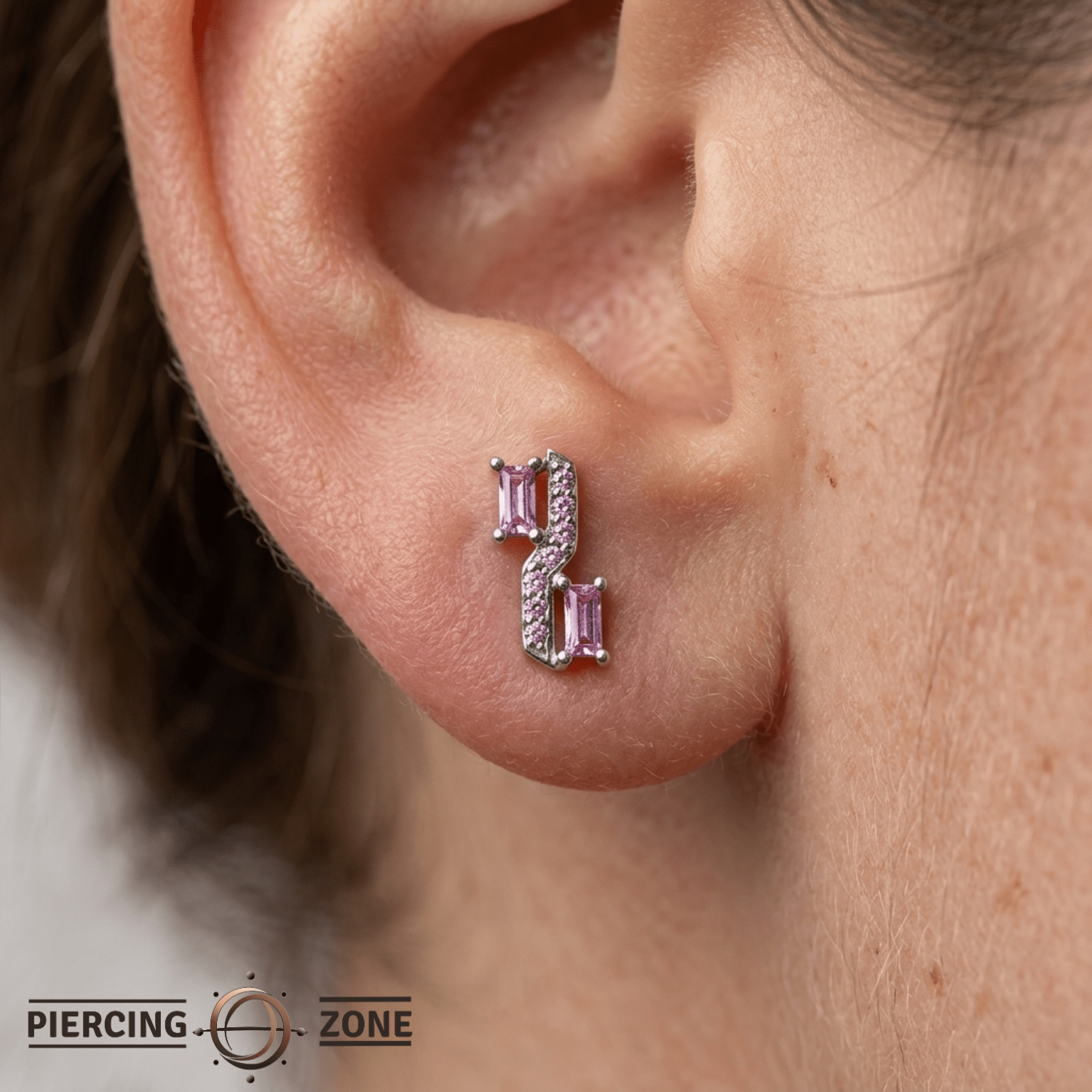 Baguetta – 14K Gold Threadless/Threaded End - piercing - zone.com