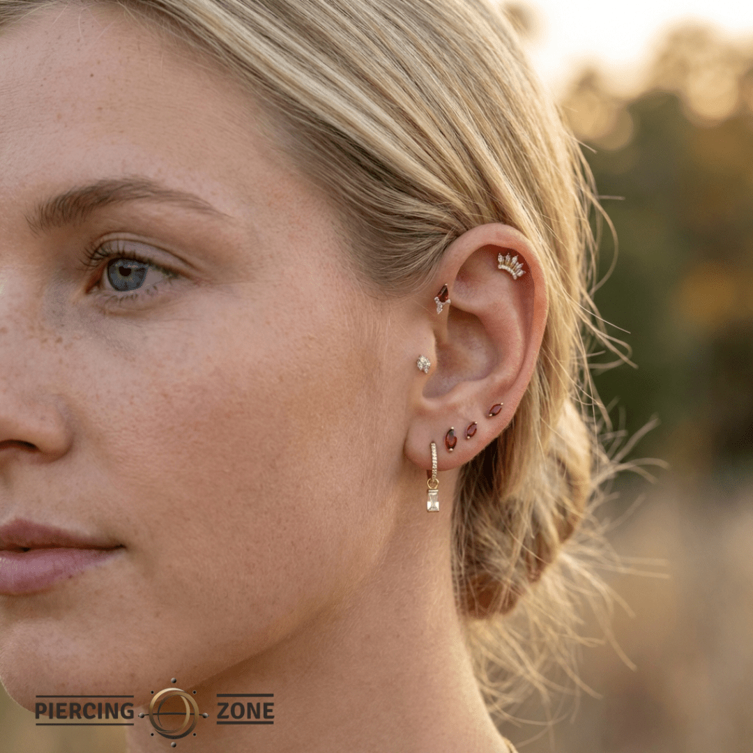 Baguette – 14K & 18K Gold Gemstone Charm - piercing - zone.com