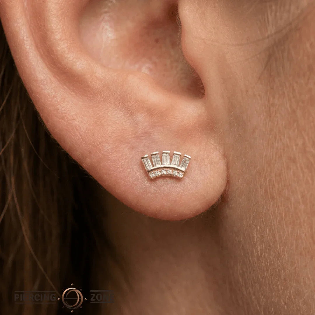 Baguette Beauty – 14K Gold Threadless/Threaded End - piercing - zone.com