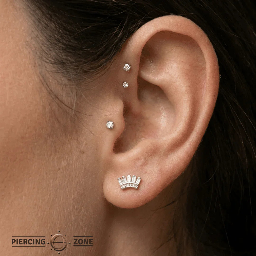 Baguette Beauty – 14K Gold Threadless/Threaded End - piercing - zone.com