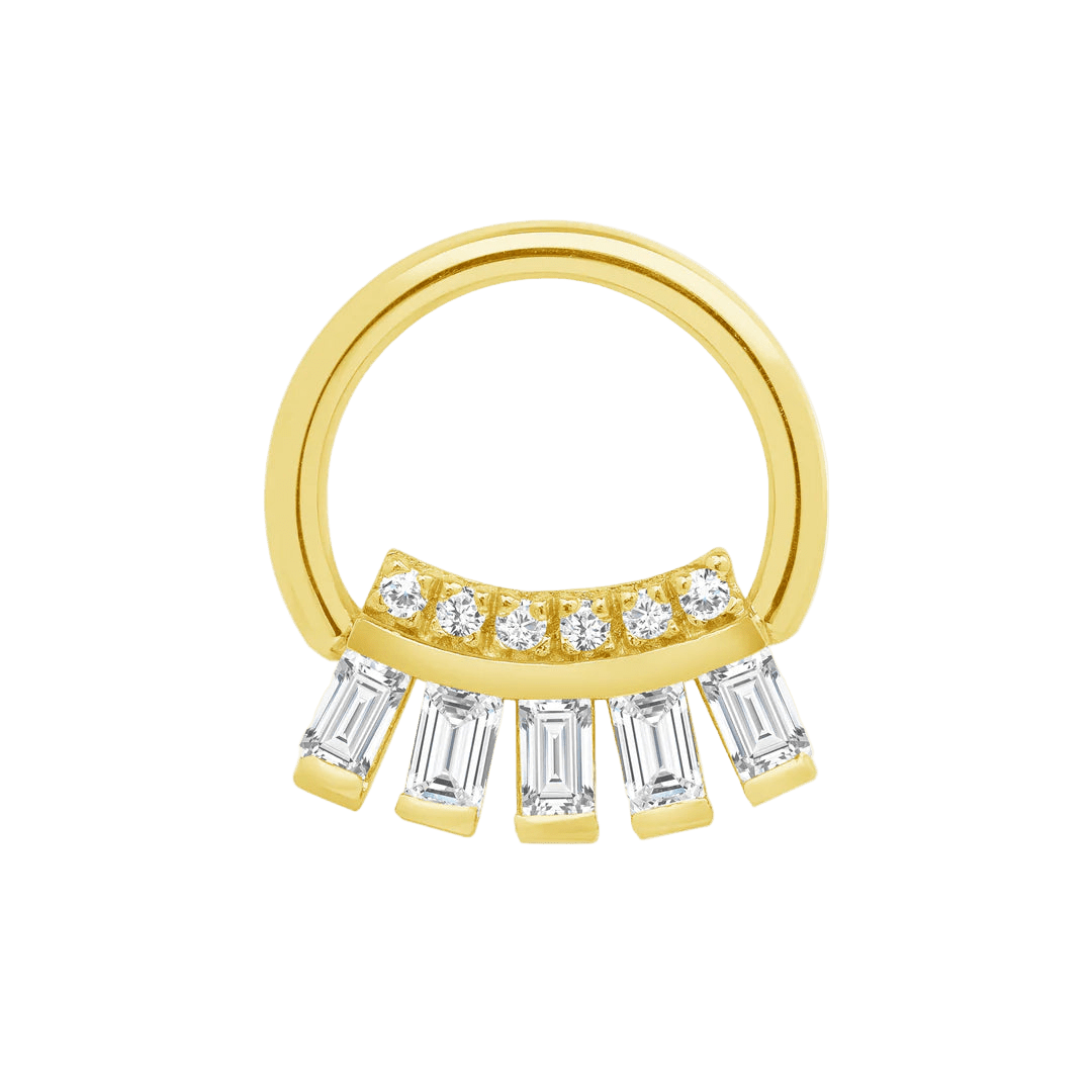 Baguette Beauty Seamless Ring – 14K Gold Multi - Baguette Arc - piercing - zone.com