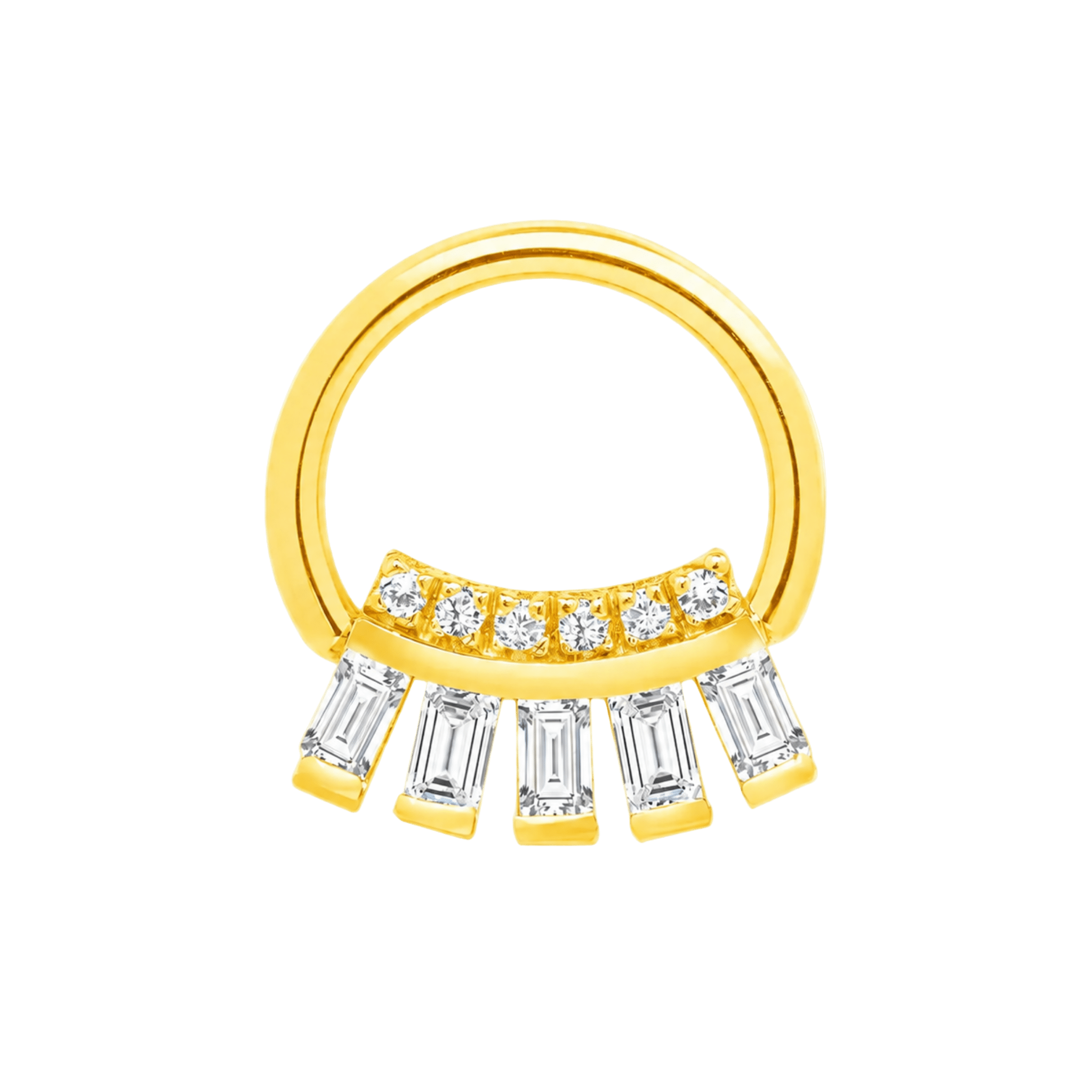 Baguette Beauty Seamless Ring – 14K Gold Multi-Baguette Arc - piercing-zone.com