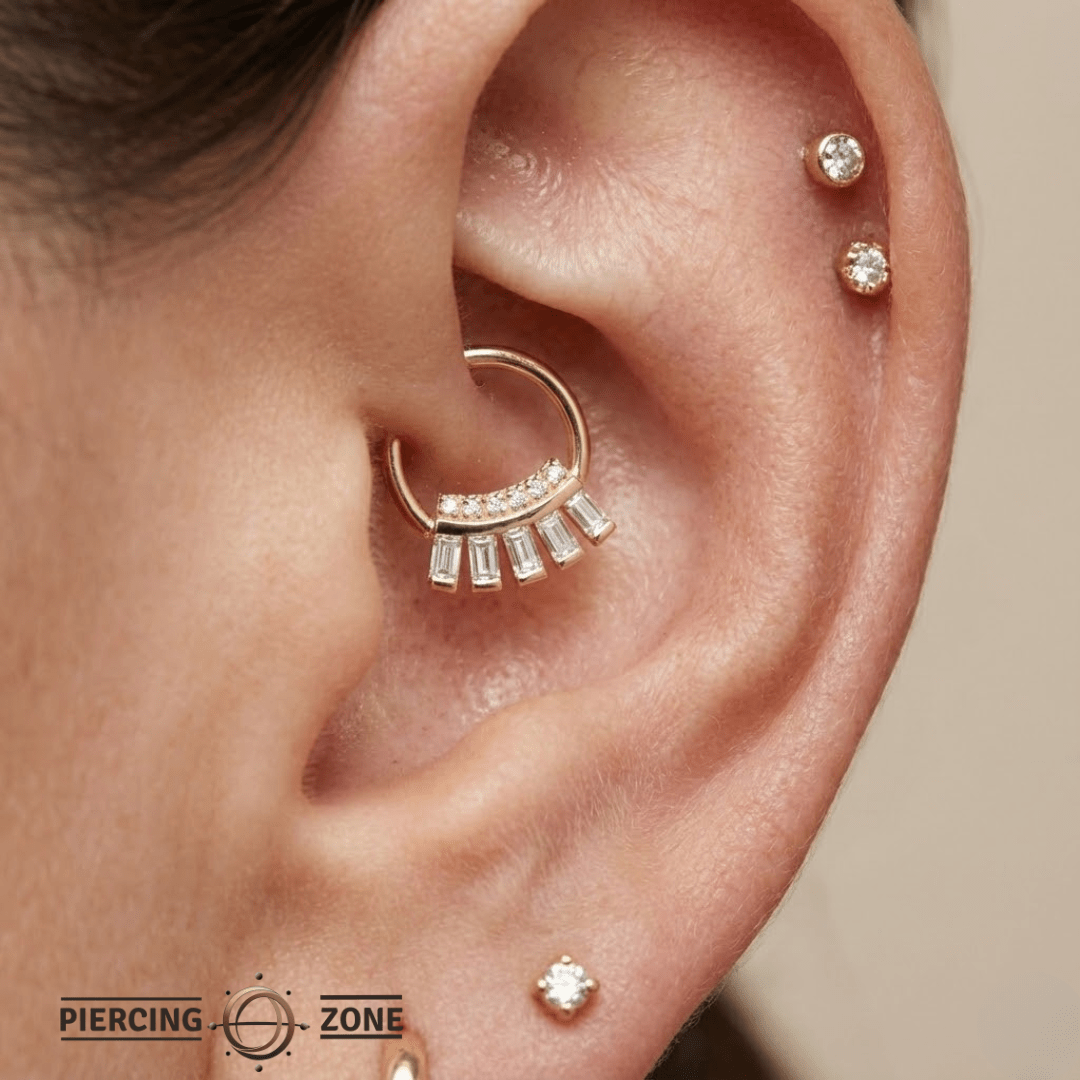 Baguette Beauty Seamless Ring – 14K Gold Multi - Baguette Arc - piercing - zone.com