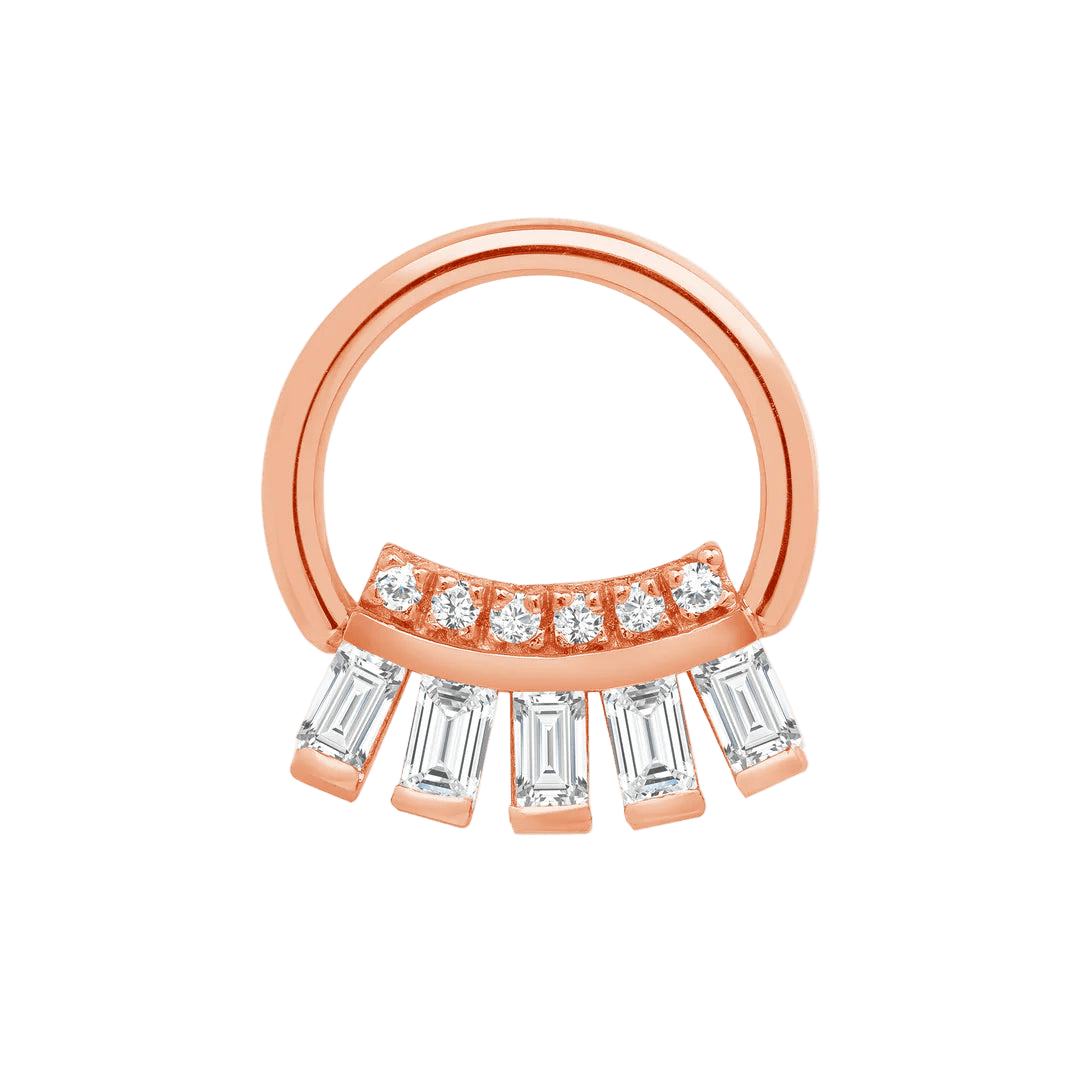 Baguette Beauty Seamless Ring – 14K Gold Multi - Baguette Arc - piercing - zone.com