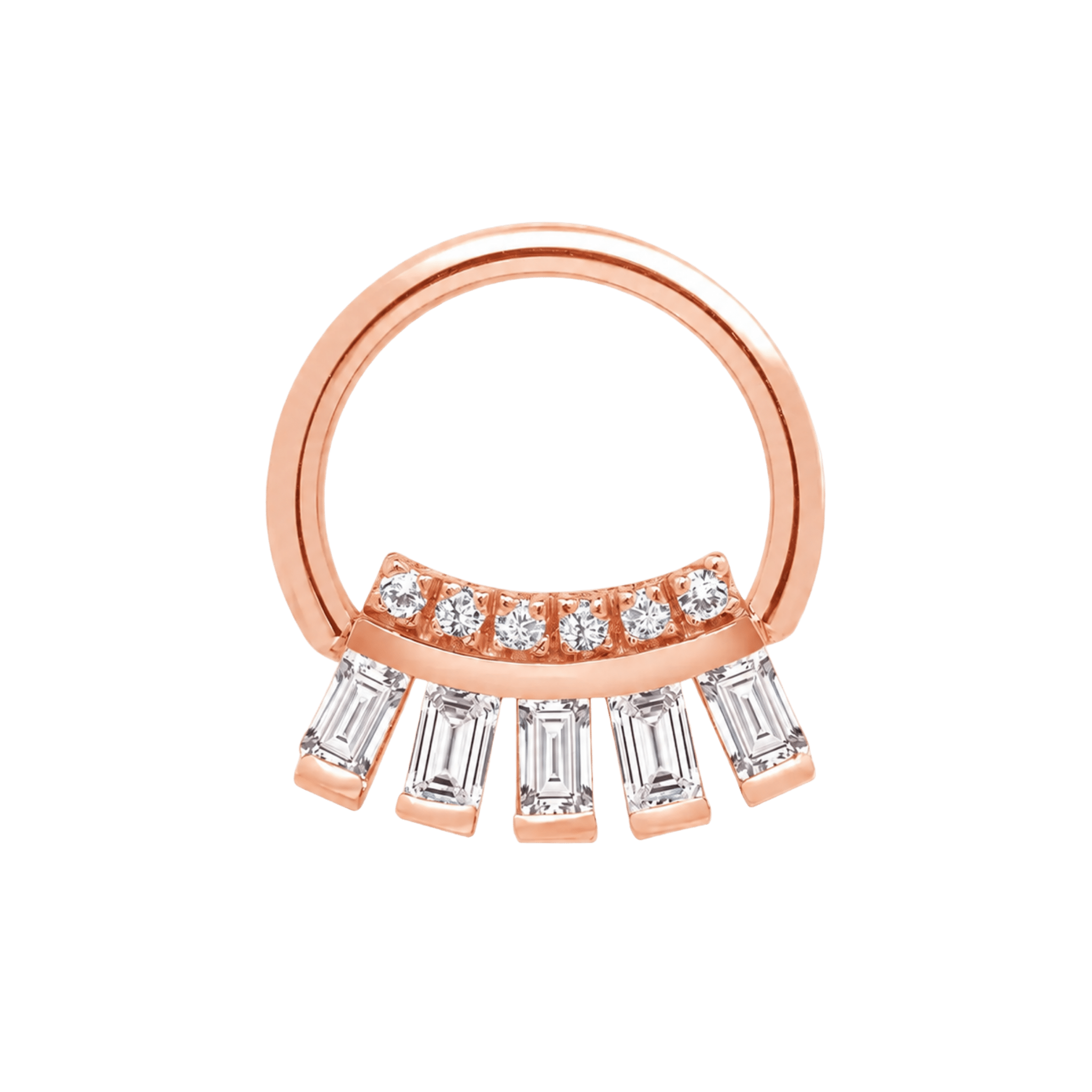 Baguette Beauty Seamless Ring – 14K Gold Multi-Baguette Arc - piercing-zone.com
