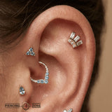 Baguette Beauty Small – 14K Gold Threadless/Threaded End - piercing - zone.com
