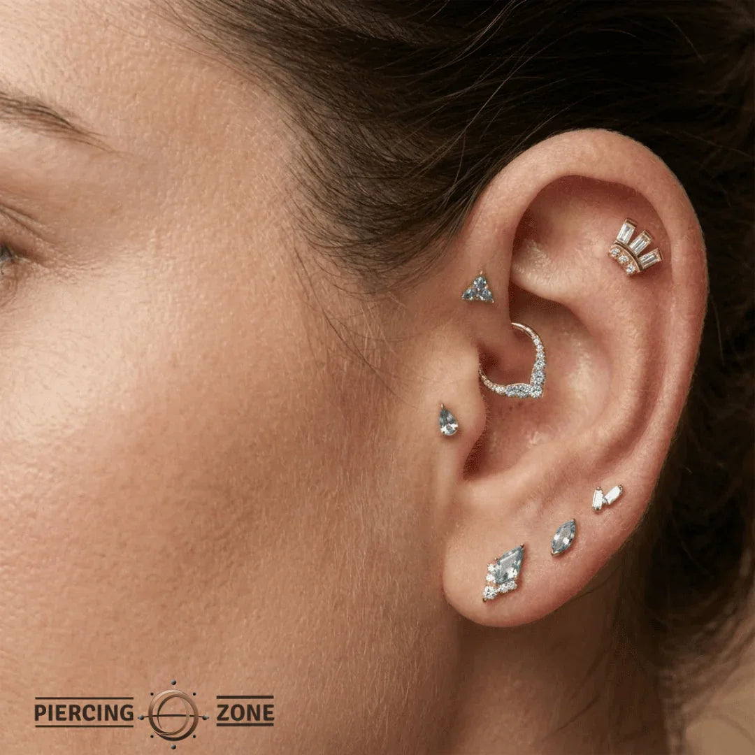 Baguette Beauty Small – 14K Gold Threadless/Threaded End - piercing - zone.com