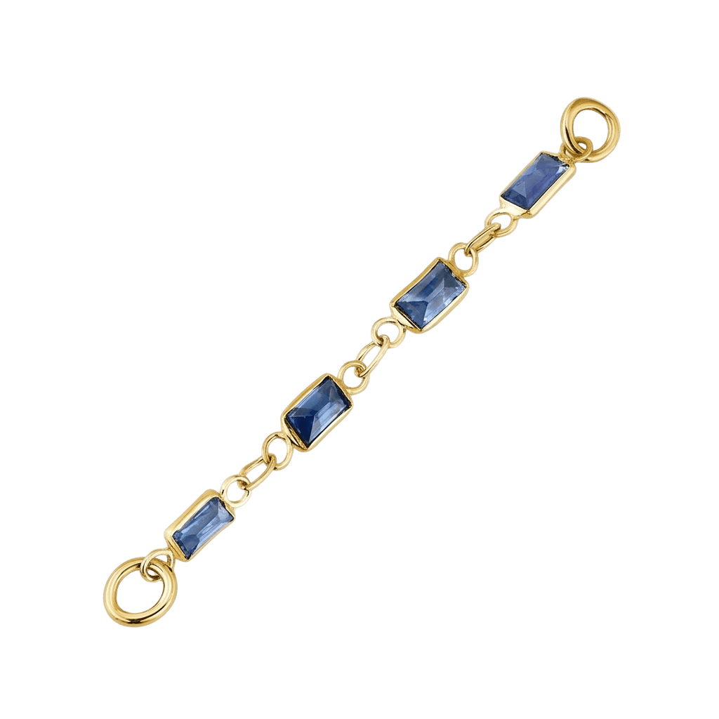 Baguette Blue Sapphire Chain – 18K Gold Gemstone Piercing Chain - piercing-zone.com