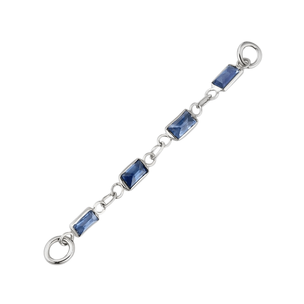 Baguette Blue Sapphire Chain – 18K Gold Gemstone Piercing Chain - piercing-zone.com