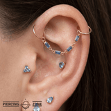 Baguette Blue Sapphire Chain – 18K Gold Gemstone Piercing Chain - piercing - zone.com