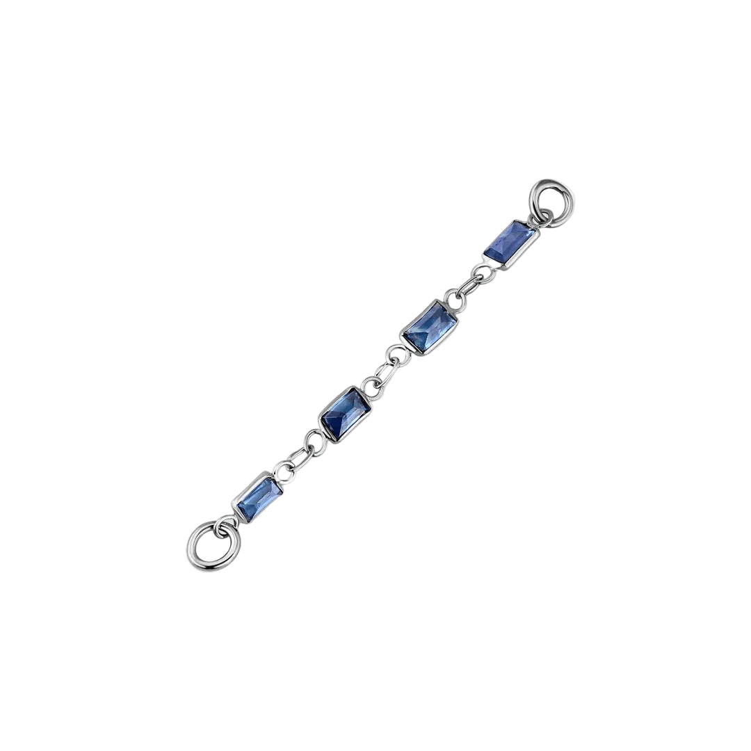 Baguette Blue Sapphire Chain – 18K Gold Gemstone Piercing Chain - piercing - zone.com