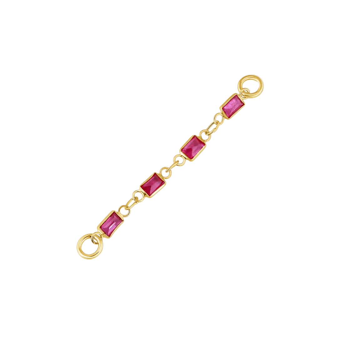 Baguette Ruby Chain – 18K Gold Gemstone Piercing Chain - piercing - zone.com