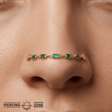 Baguette Tsavorite Chain – 18K Gold Gemstone Piercing Chain - piercing - zone.com