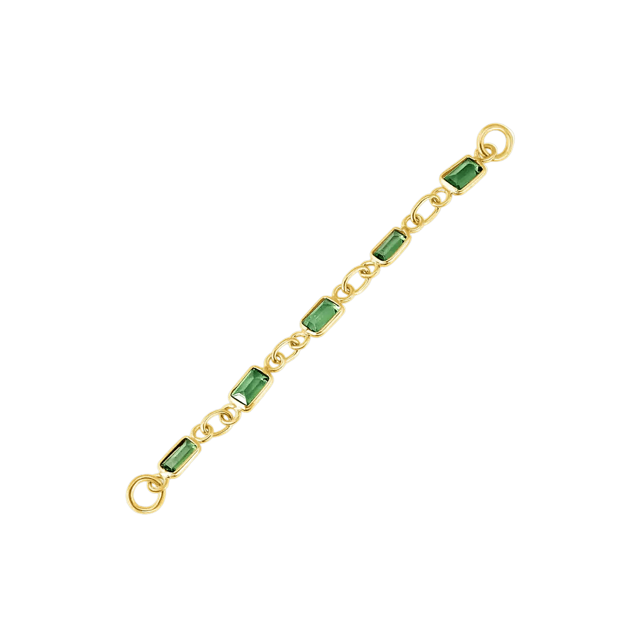 Baguette Tsavorite Chain – 18K Gold Gemstone Piercing Chain - piercing-zone.com
