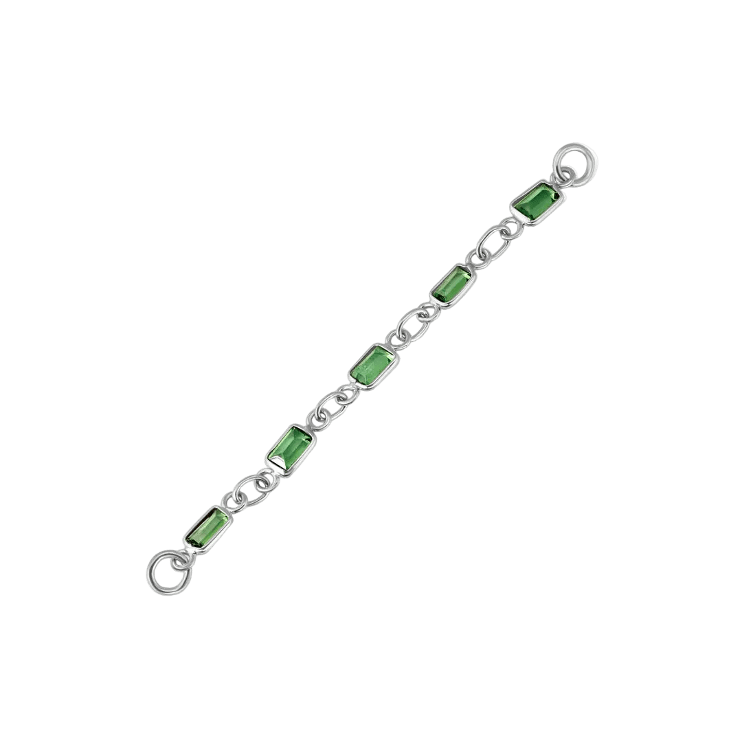 Baguette Tsavorite Chain – 18K Gold Gemstone Piercing Chain - piercing - zone.com