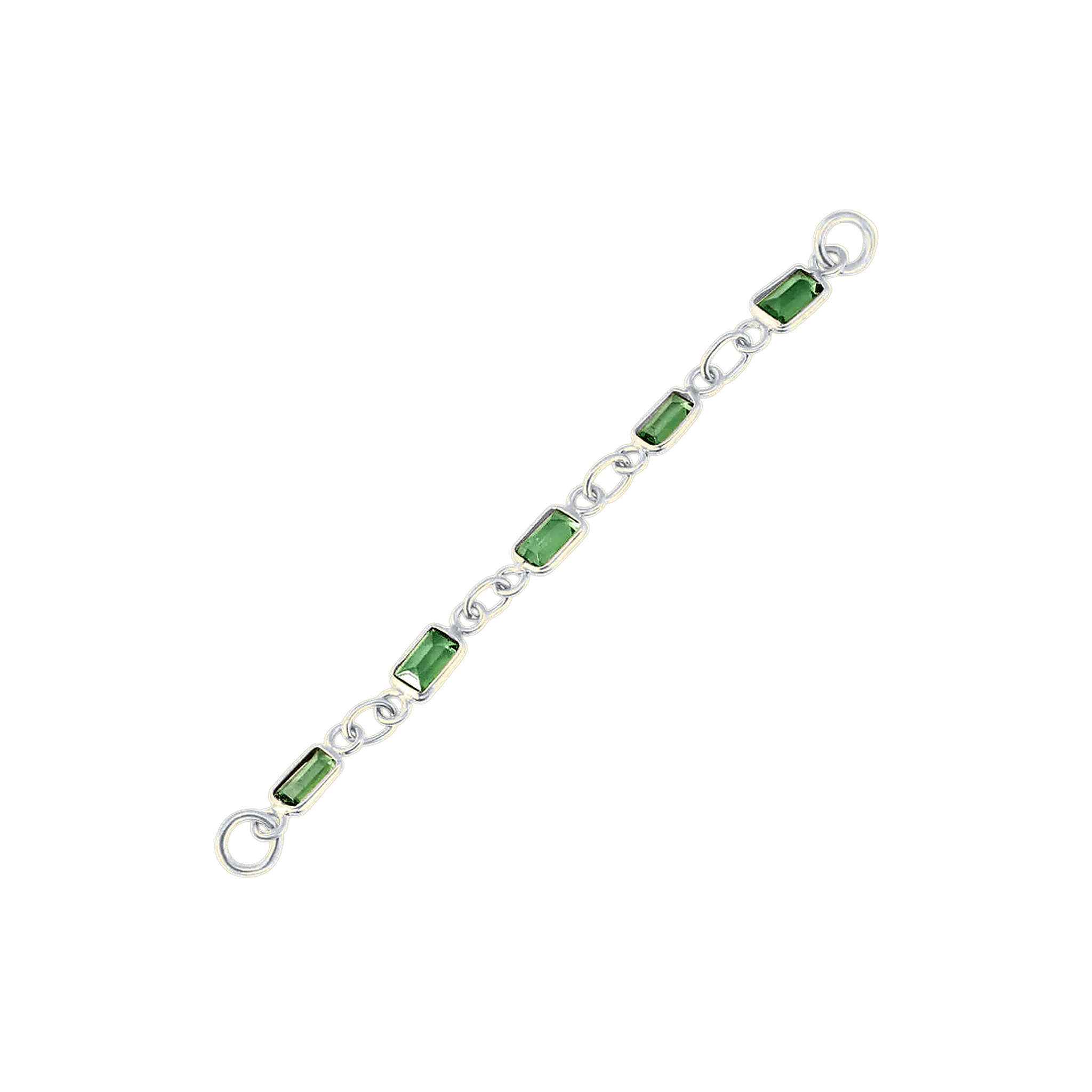 Baguette Tsavorite Chain – 18K Gold Gemstone Piercing Chain - piercing-zone.com