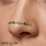 Baguette Tsavorite Chain – 18K Gold Gemstone Piercing Chain - piercing - zone.com