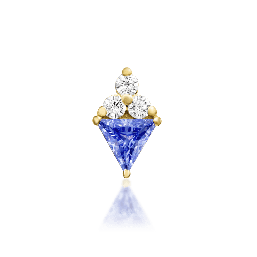 Bahati – Tanzanite CZ & CZ Cluster – 14K Gold Threadless End - piercing - zone.com