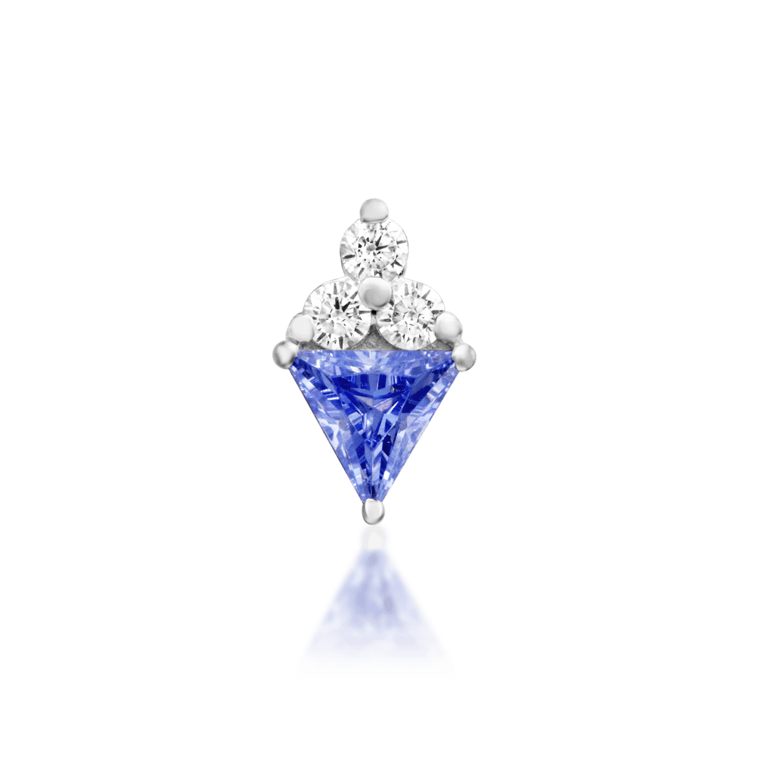Bahati – Tanzanite CZ & CZ Cluster – 14K Gold Threadless End - piercing - zone.com